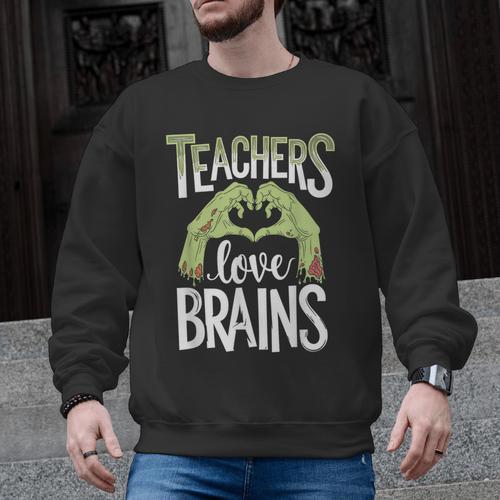 Teachers Love Zombie Teacher Halloween Fun Men Graphic Sweatshirt - teacherstshirts.com UK
