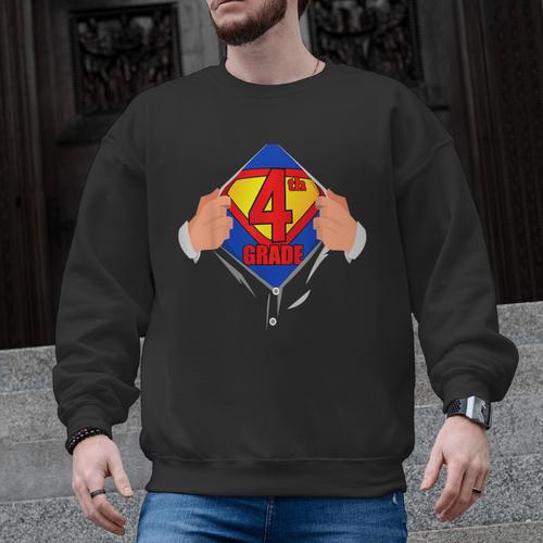 Teachers Are Superheroes 4th Grade Super Teacher Staff Men Women Men Graphic Sweatshirt - teacherstshirts.com UK
