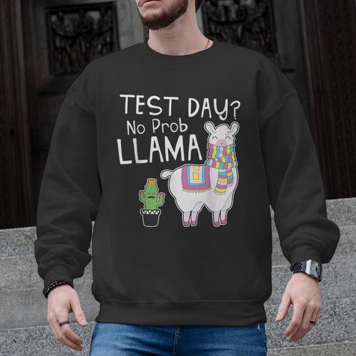 Teachers Testing Day Test Day No Prob Llama Teacher Men Graphic Sweatshirt - teacherstshirts.com CA