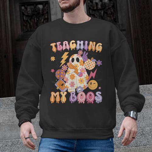 Teaching My Boos Ghost Halloween Costumes Teacher Men Women Men Graphic Sweatshirt - teacherstshirts.com DE