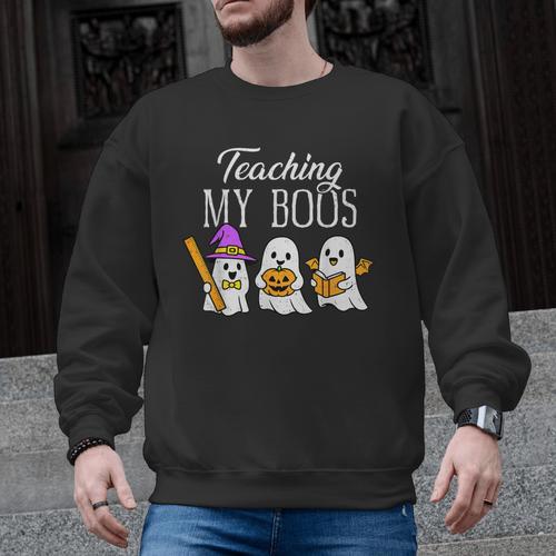 Teaching My Boos Ghost Teacher Halloween Spooky Educator Men Graphic Sweatshirt - teacherstshirts.com AU