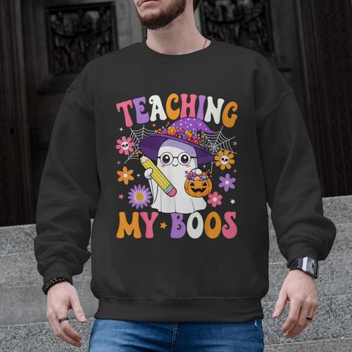 Teaching My Boos Teacher Ghost Teach Halloween Teacher Men Graphic Sweatshirt - teacherstshirts.com