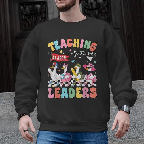 Teaching Future Leaders Groovy Teacher Back To School Men Graphic Sweatshirt - teacherstshirts.com AU