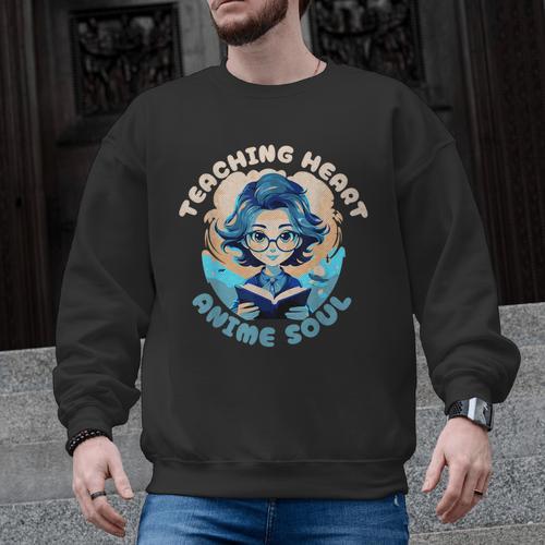 Teaching Heart Anime Soul Teacher Otaku Manga Men Graphic Sweatshirt - teacherstshirts.com UK