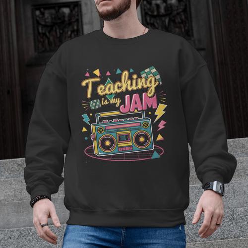 Teaching Is My Jam Groovy Retro Teacher Back To School Men Graphic Sweatshirt - teacherstshirts.com