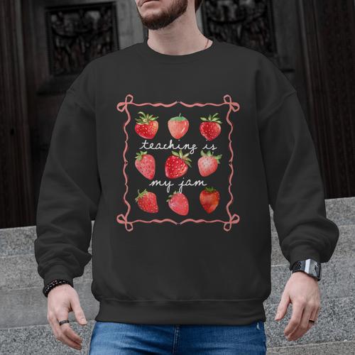 Teaching Is My Jam Strawberry Kinder Team Teacher Men Graphic Sweatshirt - teacherstshirts.com AU