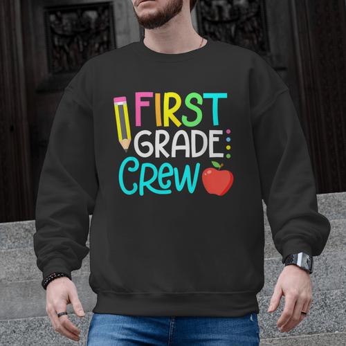 Team 1st Grade Crew Back To School 1st Grade Teacher Kids Men Graphic Sweatshirt - teacherstshirts.com DE