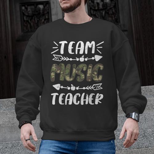 Team Music Teacher Camo Teacher Student Back To School Men Graphic Sweatshirt - teacherstshirts.com