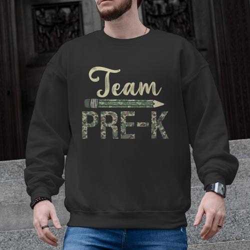 Team Pre-K Camo Pre-K Teacher Camouflage Men Graphic Sweatshirt - teacherstshirts.com