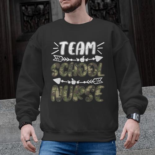 Team School Nurse Camo Teacher Student Back To School For Men Women Men Graphic Sweatshirt - teacherstshirts.com UK