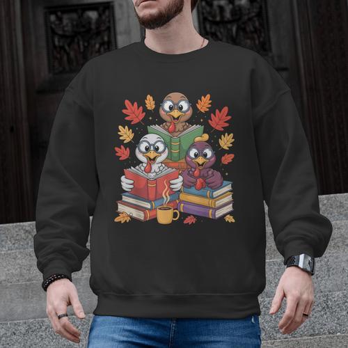 Thanksgiving Teacher Books Turkey Reading Book Men Graphic Sweatshirt - teacherstshirts.com AU
