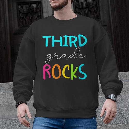 Third Grade Rocks Shirt Team 3rd Grade Teacher Men Graphic Sweatshirt - teacherstshirts.com UK