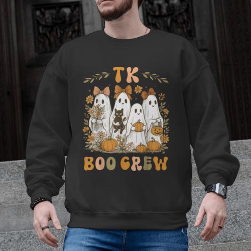 TK Boo Crew Preppy Halloween Floral Ghost TK Teacher Team TK Men Graphic Sweatshirt - teacherstshirts.com DE