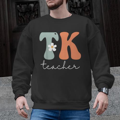 TK Teacher Retro Groovy Vintage Happy First Day Of School Men Graphic Sweatshirt - teacherstshirts.com AU
