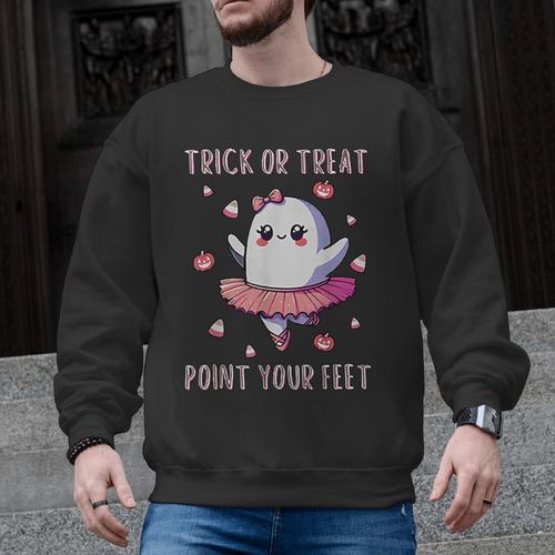 Trick Or Treat Point Your Feet Halloween Ghost Dance Teacher Men Graphic Sweatshirt - teacherstshirts.com