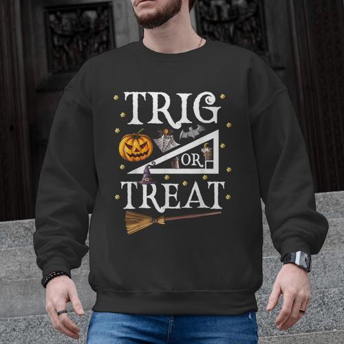 Trig Or Treat Shirt Halloween Math Teacher School College Men Women Kids Men Graphic Sweatshirt - teacherstshirts.com