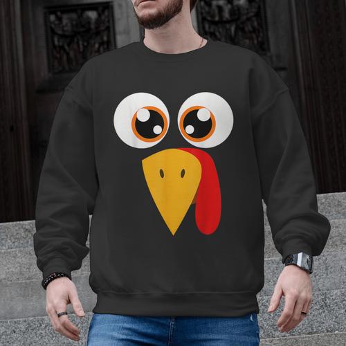 Turkey Face Halloween Costume Thanksgiving Teacher Nurse Men Graphic Sweatshirt - teacherstshirts.com AU