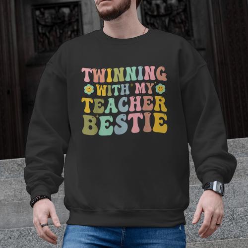 Twinning With My Teacher Bestie Twin Day Matching Teachers For Men Women Girls Kids Men Graphic Sweatshirt - teacherstshirts.com CA