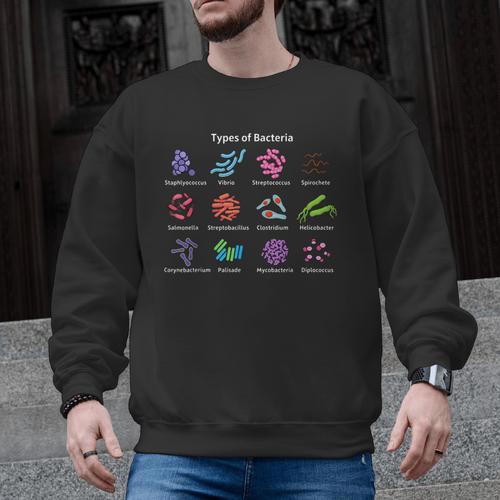 Types Of Bacteria Microbiologist Biology Science Teacher Men Graphic Sweatshirt - teacherstshirts.com AU