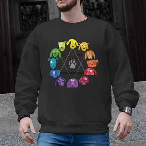 Unique For Artists By ADS Color Wheel Educational Art Teacher Dog Themed Artist Small Men Graphic Sweatshirt - teacherstshirts.com CA