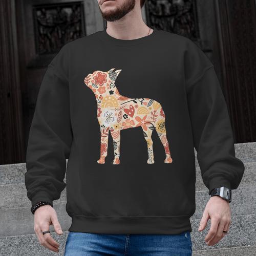 Vintage Floral Boston Terrier For Dog Lover Men Graphic Sweatshirt - Bostonterriersmerch.com