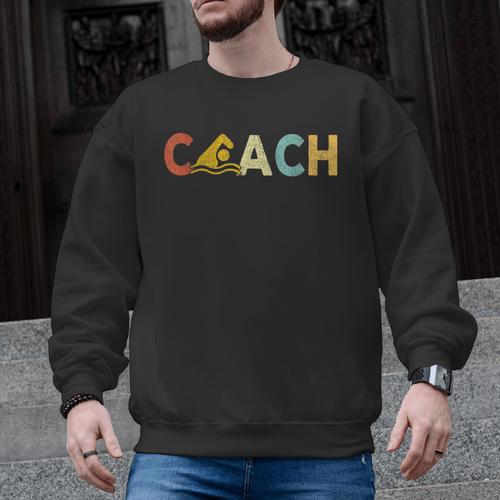 Vintage Swim Coach Swimming Coach Swim Teacher Swimmer Retro Men Graphic Sweatshirt - teacherstshirts.com