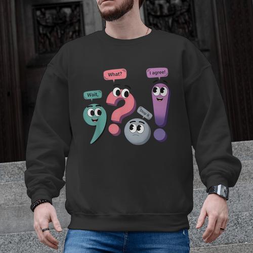 Wait What Stop It I Agree Grammar English Teacher Men Graphic Sweatshirt - teacherstshirts.com UK