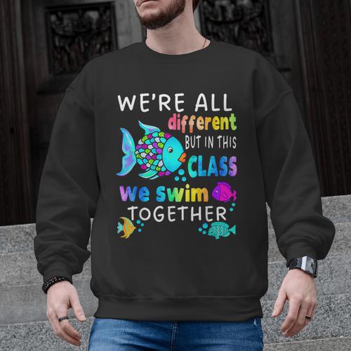 We'Re All Different But We Swim Together Elementary Teacher Men Graphic Sweatshirt - teacherstshirts.com AU