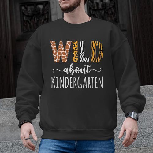 Wild About Kindergarten Teacher Leopard Print Men Graphic Sweatshirt - teacherstshirts.com