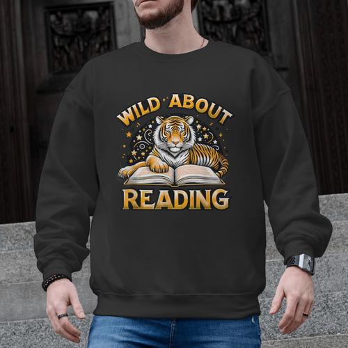 Wild About Reading Tiger For Teachers & Students Men Graphic Sweatshirt - teacherstshirts.com