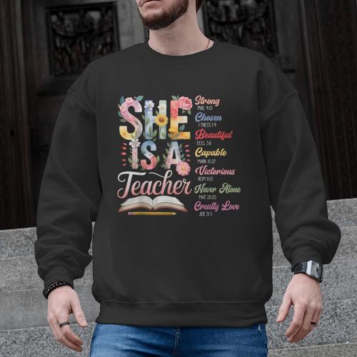 Women Bible Verse Christian Teacher God Says Back To School Men Graphic Sweatshirt - teacherstshirts.com AU