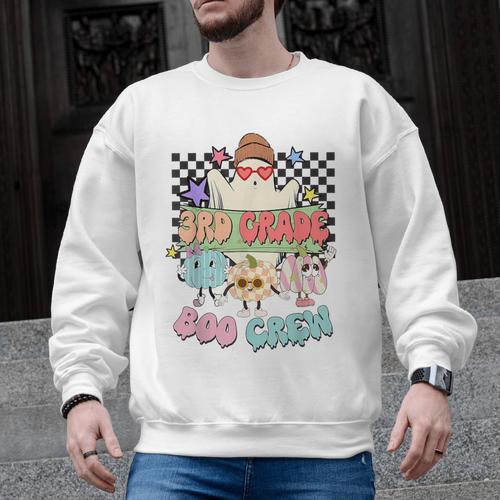 3rd Grade Boo Crew Third Grade Halloween Costume Teacher Kid Men Graphic Sweatshirt - teacherstshirts.com