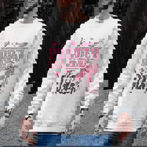 4th Fourth Grade Vibes Back To School Coquette Teacher Girl Men Graphic Sweatshirt - teacherstshirts.com