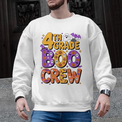 4th Grade Boo Crew Ghost Halloween Teacher Costume Men Graphic Sweatshirt - teacherstshirts.com AU