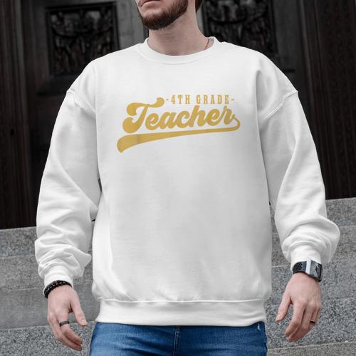 4th Grade Teacher Cute Vintage Graphic Fourth Grade Teacher Men Graphic Sweatshirt - teacherstshirts.com UK