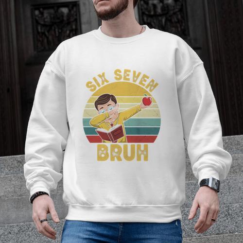67 Meme Six Seven Bruh Retro Dabbing Teacher School Men Graphic Sweatshirt - teacherstshirts.com AU
