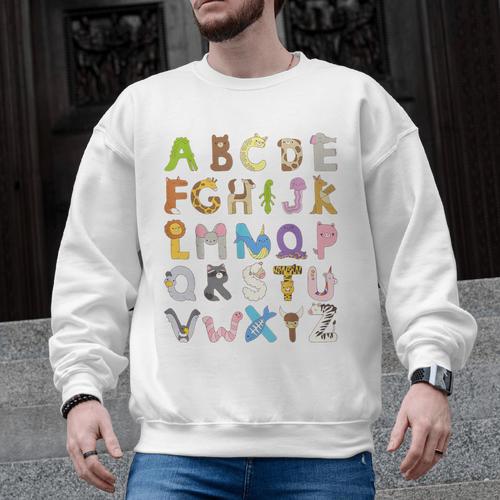 ABC Animals Alphabet Graphic Boys Girls Kindergarten Teacher Men Graphic Sweatshirt - teacherstshirts.com