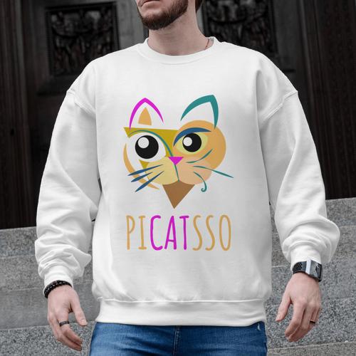 Abstract Cat Art Picatsso Shirt For Art Teachers Men Graphic Sweatshirt - teacherstshirts.com AU