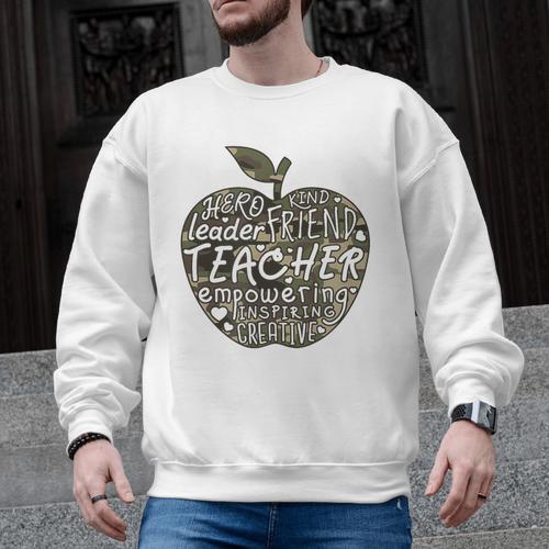 Apple Camoflauge Clothing Camo Student Teacher Cute School Men Graphic Sweatshirt - teacherstshirts.com CA