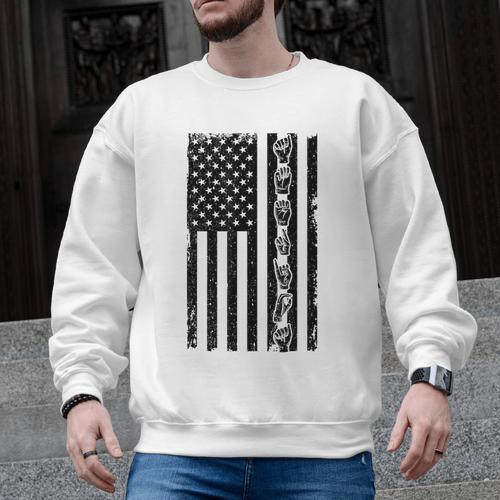 ASL Flag Sign Language Deaf ASL Teacher For Men Women Men Graphic Sweatshirt - teacherstshirts.com UK