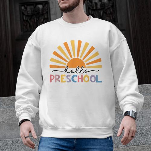 Back To School Hello Preschool For Kids Teacher Women Men Graphic Sweatshirt - teacherstshirts.com UK