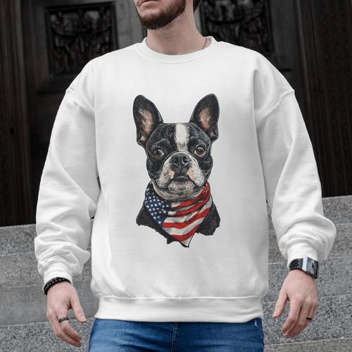 Boston Terrier American Flag Men Graphic Sweatshirt - Bostonterriersmerch.com