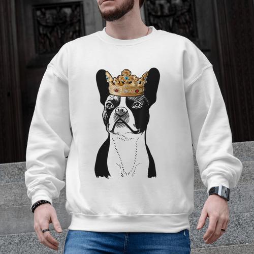 Boston Terrier Dog Wearing Crown For Men Women Girls Kids Men Graphic Sweatshirt - Bostonterriersmerch.com