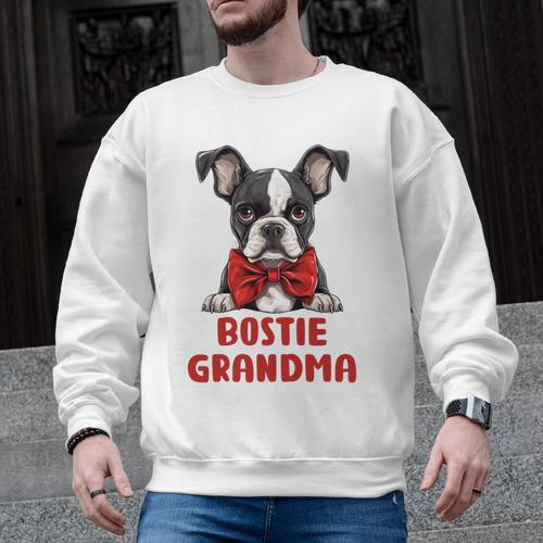 Boston Terrier Grandma Dog Lovers Puppy Bostie Owner Men Graphic Sweatshirt - Bostonterriersmerch.com