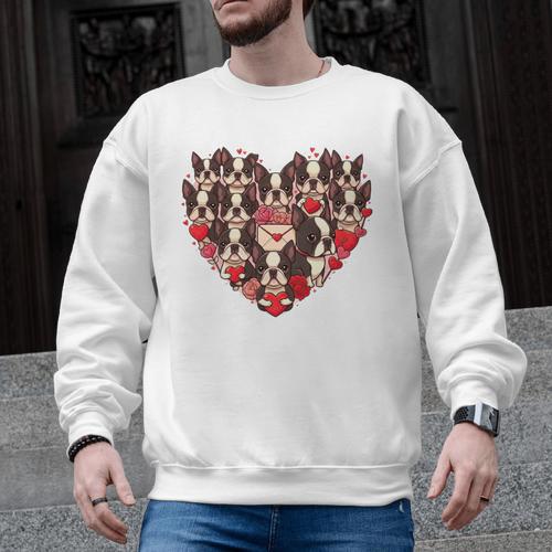 Boston Terrier Heart Valentine Boston Terrier Men Graphic Sweatshirt - Bostonterriersmerch.com