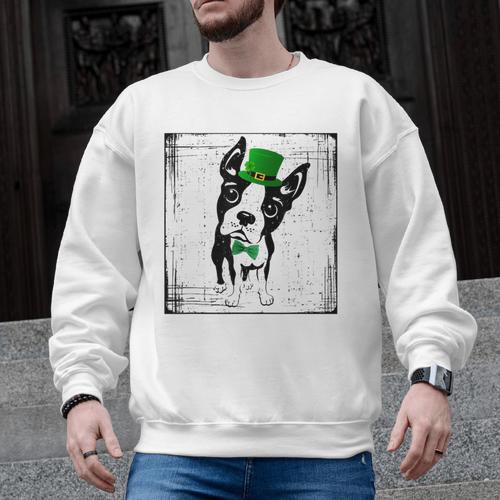 Cool Saint Patrick's Boston Terrier T Shirt For Dogs Lovers Men Graphic Sweatshirt - Bostonterriersmerch.com