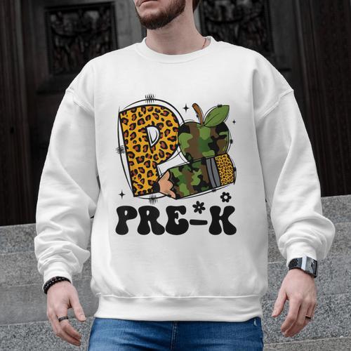 Cute Camo Pre K Back To School Teacher Kid Preschool Men Graphic Sweatshirt - teacherstshirts.com DE