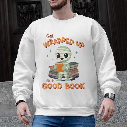 Cute Halloween Teacher Librarian Mummy Reading Books Men Graphic Sweatshirt - teacherstshirts.com