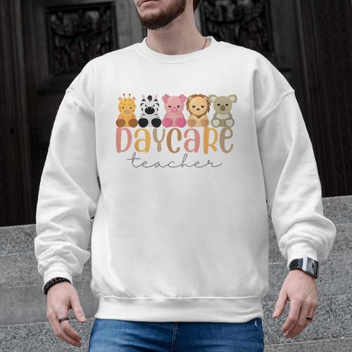 Daycare Teacher Animals Daycare Provider Back To School Men Graphic Sweatshirt - teacherstshirts.com
