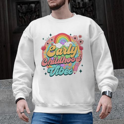 Daycare Teacher Daycare Provider Early Childhood Vibes Men Graphic Sweatshirt - teacherstshirts.com UK